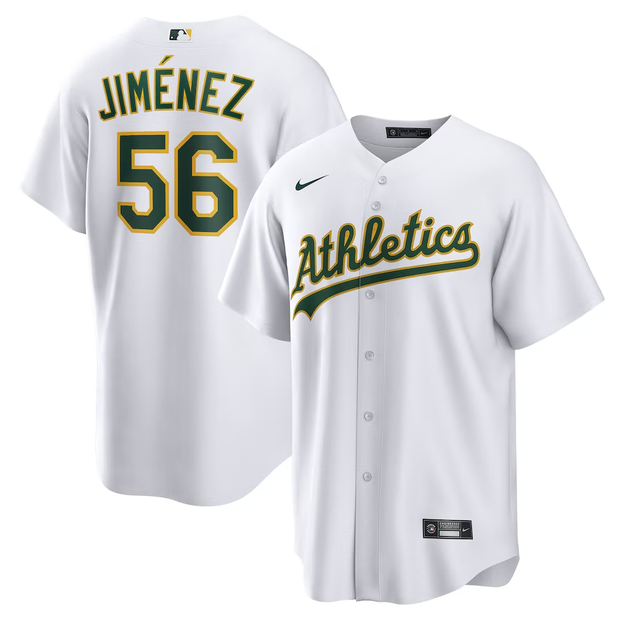 Men's Oakland Athletics Dany Jimenez #56 White Home Jersey